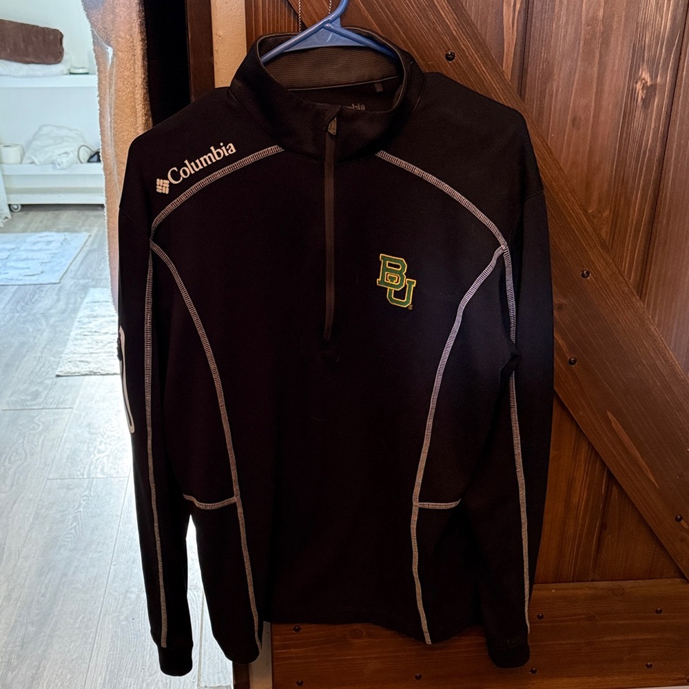 Columbia Black Quarter-Zip Pullover with Green and Gold BU Logo